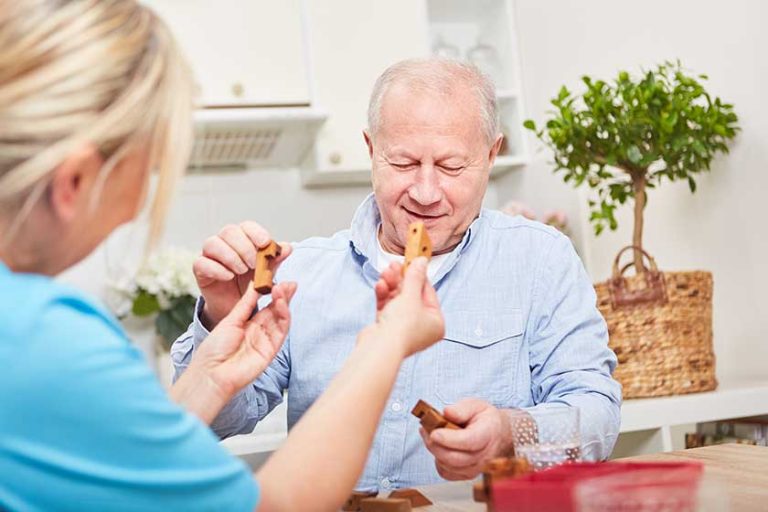 Eldcare assistance with senior man