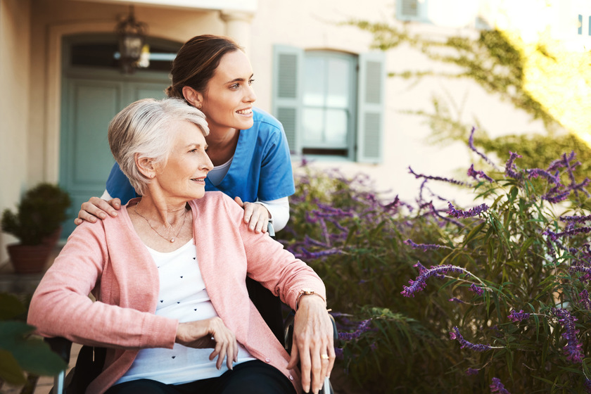 She came along and gave life new meaning. a young female nurse outside with a senior patient in a wheelchair. How To Choose Senior Living Apartments For Disabled Seniors
