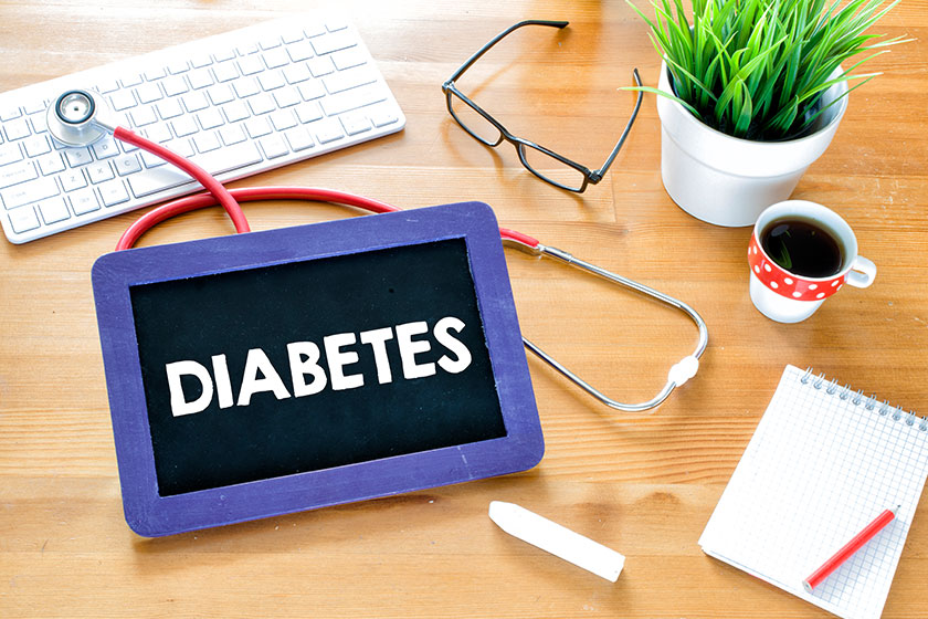 Handwritten diabetes on blackboard