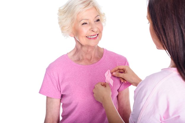 Women with breast cancer awareness ribbon