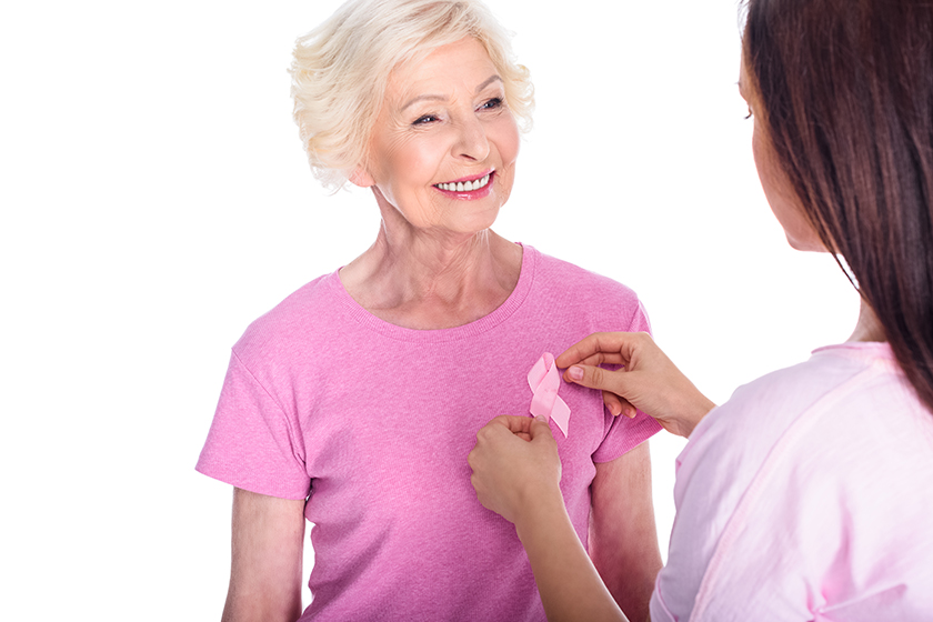 Women with breast cancer awareness ribbon