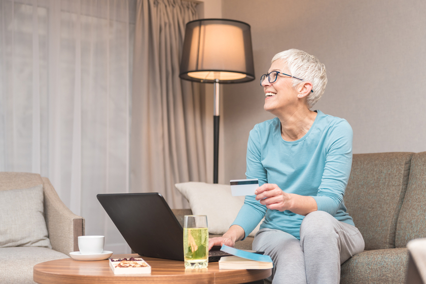 Mature woman shopping online