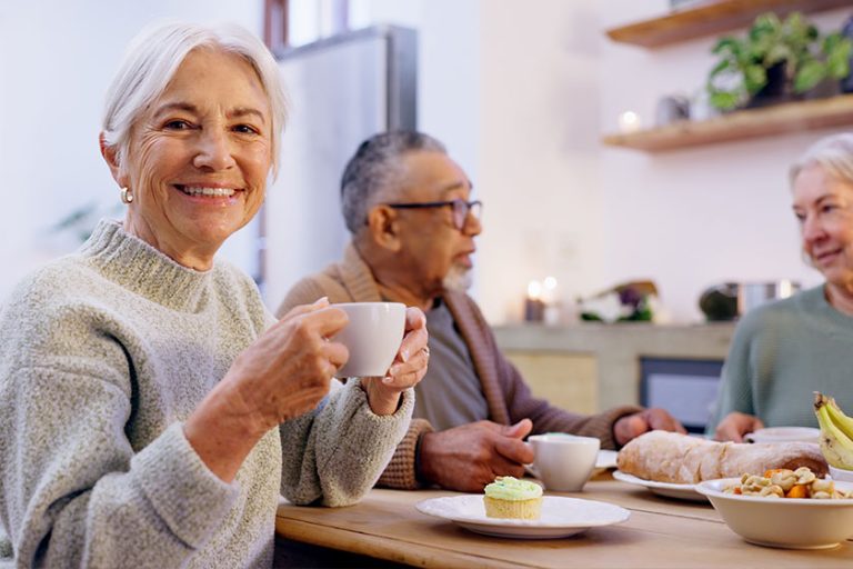 Tea party and a group of senior people