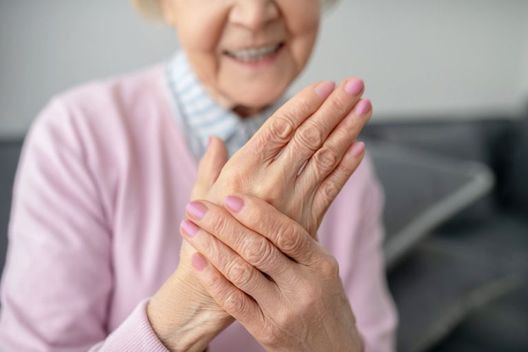 Close up picture of ederly ladys hands