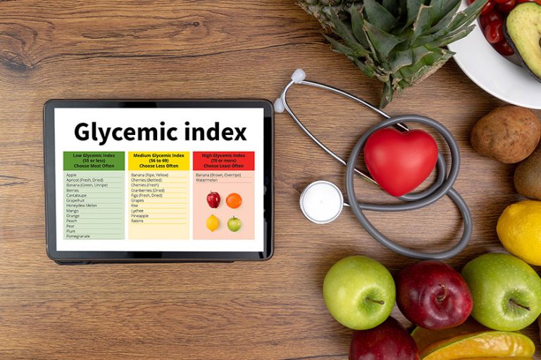 Glycemic index Fitness and weight loss concept,