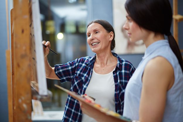 Teacher and student painting Teacher and student painting