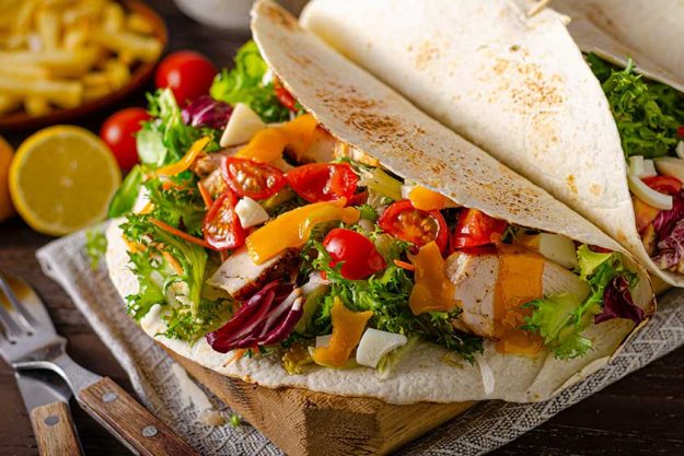 Tortilla chicken with french fries